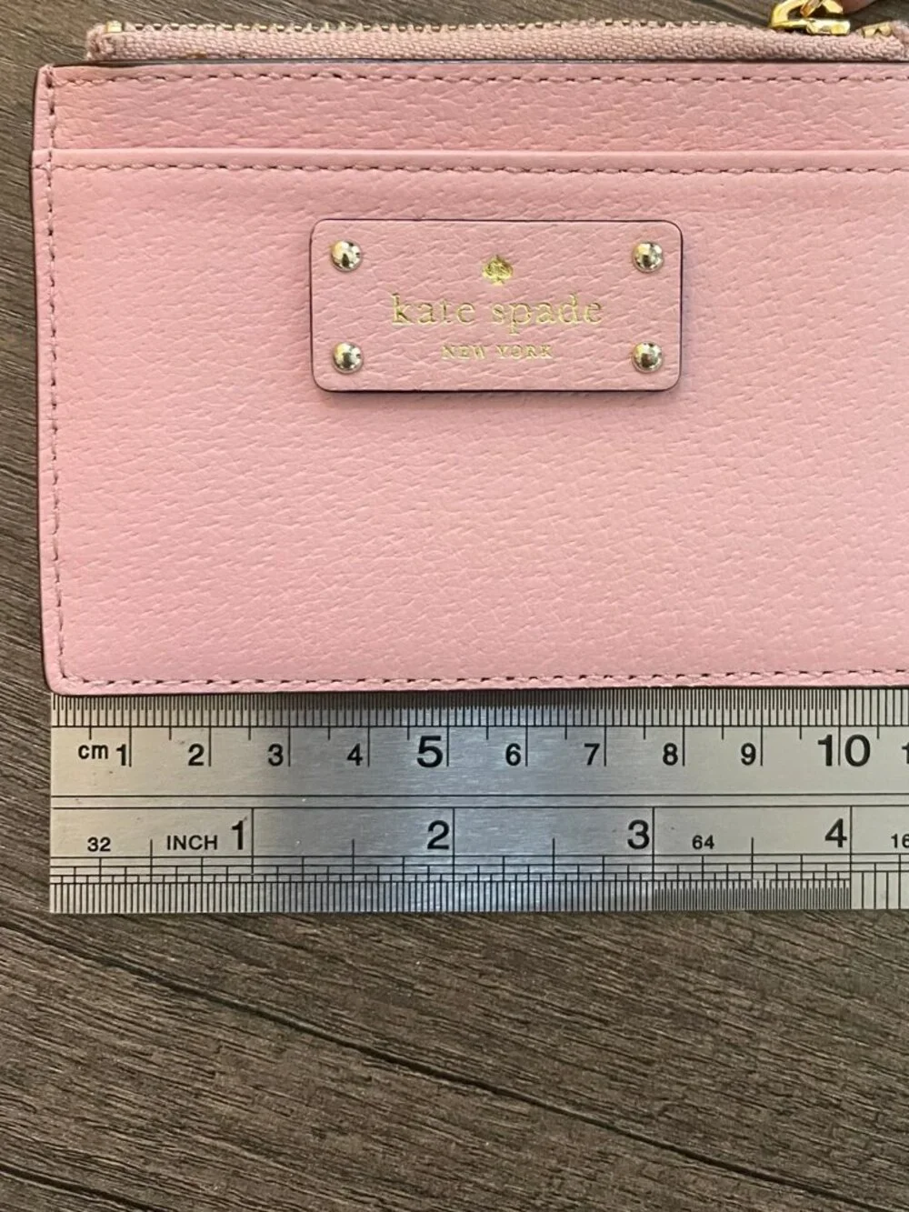 Kate Spade New York Blush Pink Leather Card Holder Zip Coin Pocket
